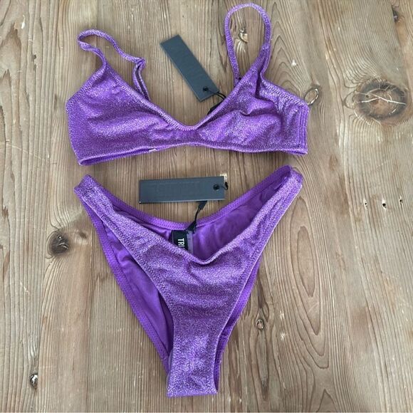 TRIANGL MAIA CHEEKY- VIOLET SPARKLE SET NO BAG NEW WITH TAGS 💜 - Picture 6 of 8
